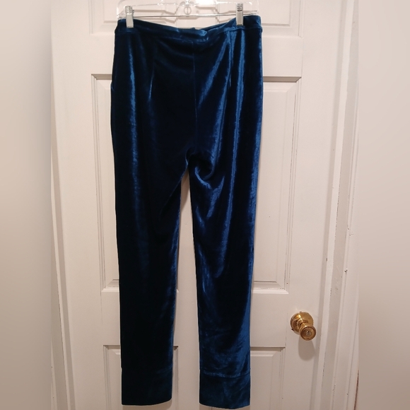 Elegant Velvet Teal Women's Pants - Picture 4 of 6